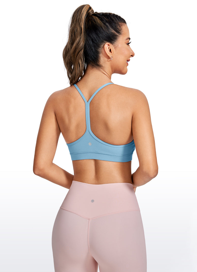 CRZ YOGA Women's Yoga Light Support Butterluxe Sports Bra Y back Pure Blue