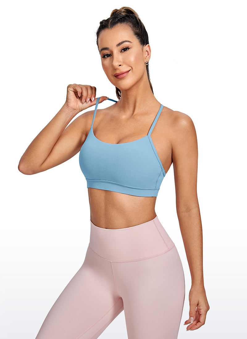 CRZ YOGA Women's Yoga Light Support Butterluxe Sports Bra Y back Pure Blue