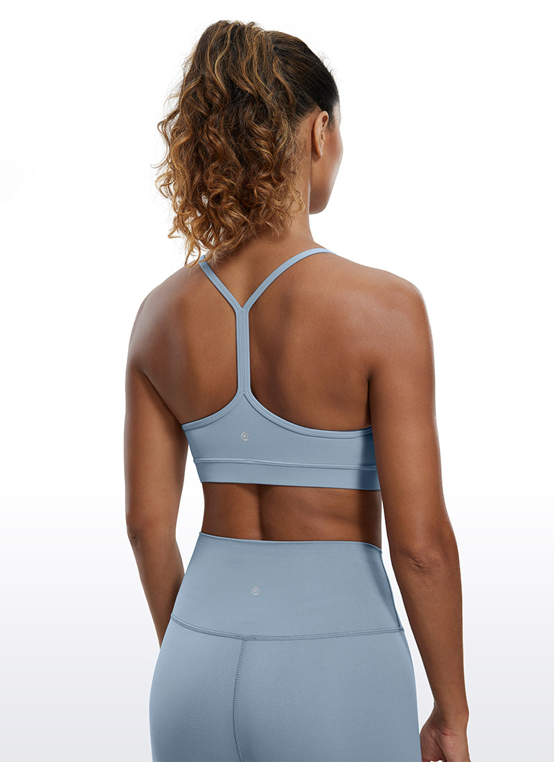 CRZ YOGA Women's Yoga Light Support Butterluxe Sports Bra Y back Cambric Blue