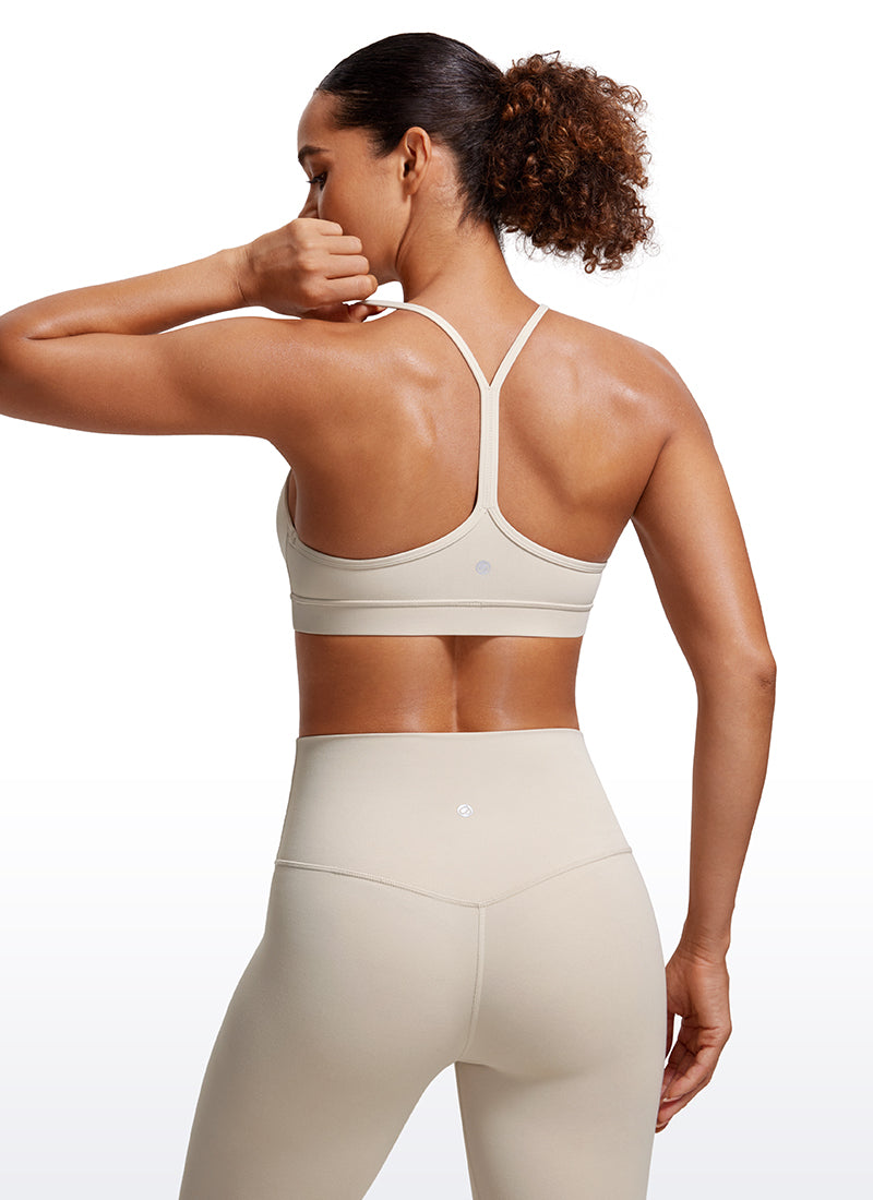CRZ YOGA Women's Yoga Light Support Butterluxe Sports Bra Y back Mojave Tan