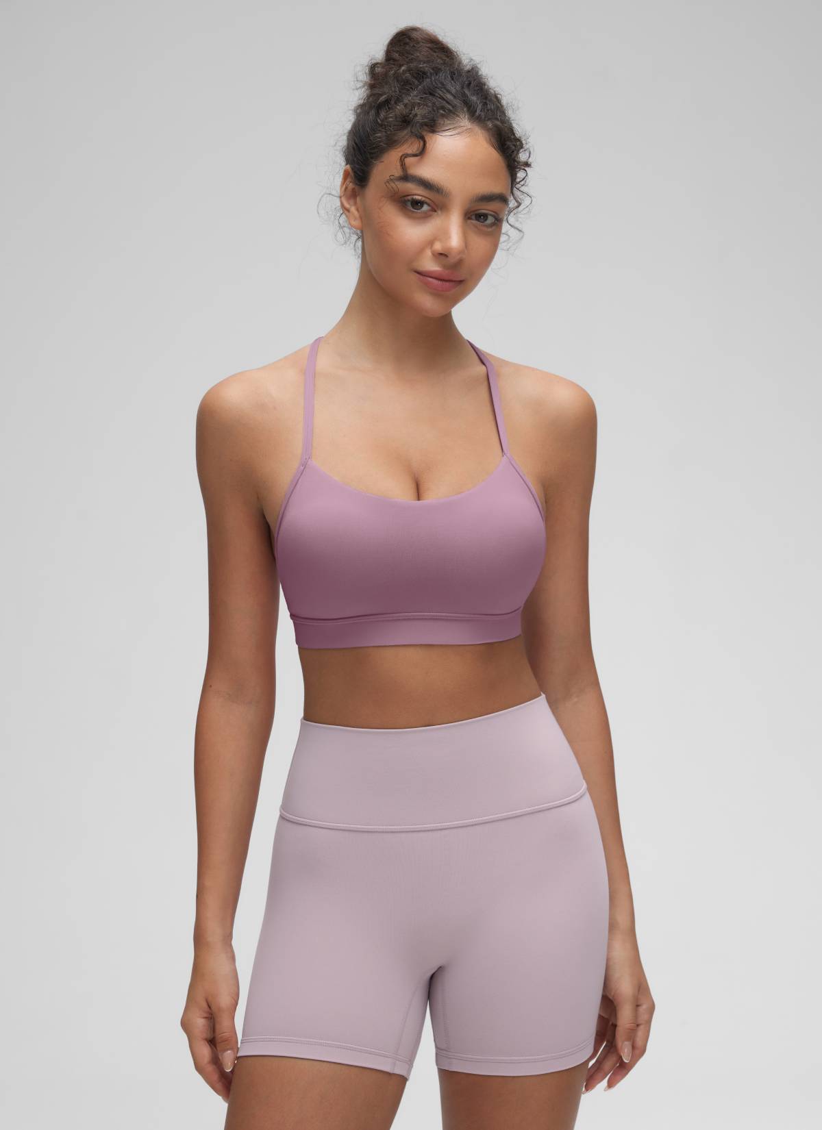 CRZ YOGA Women's Yoga Light Support Butterluxe Sports Bra Y back Light Lavender
