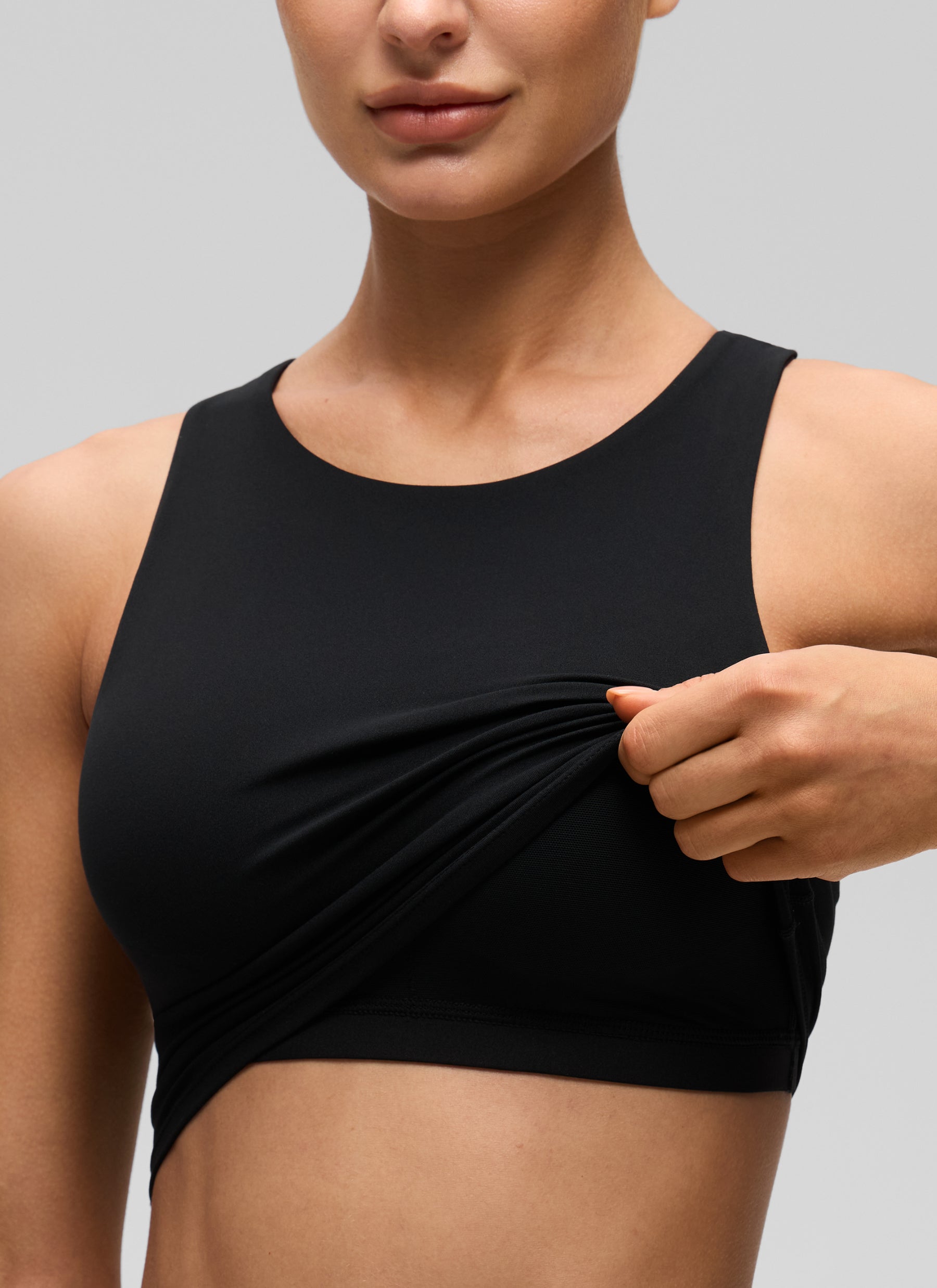CRZ YOGA  Women's Yoga Low Support Butterluxe Tank High Neck Racerback Black