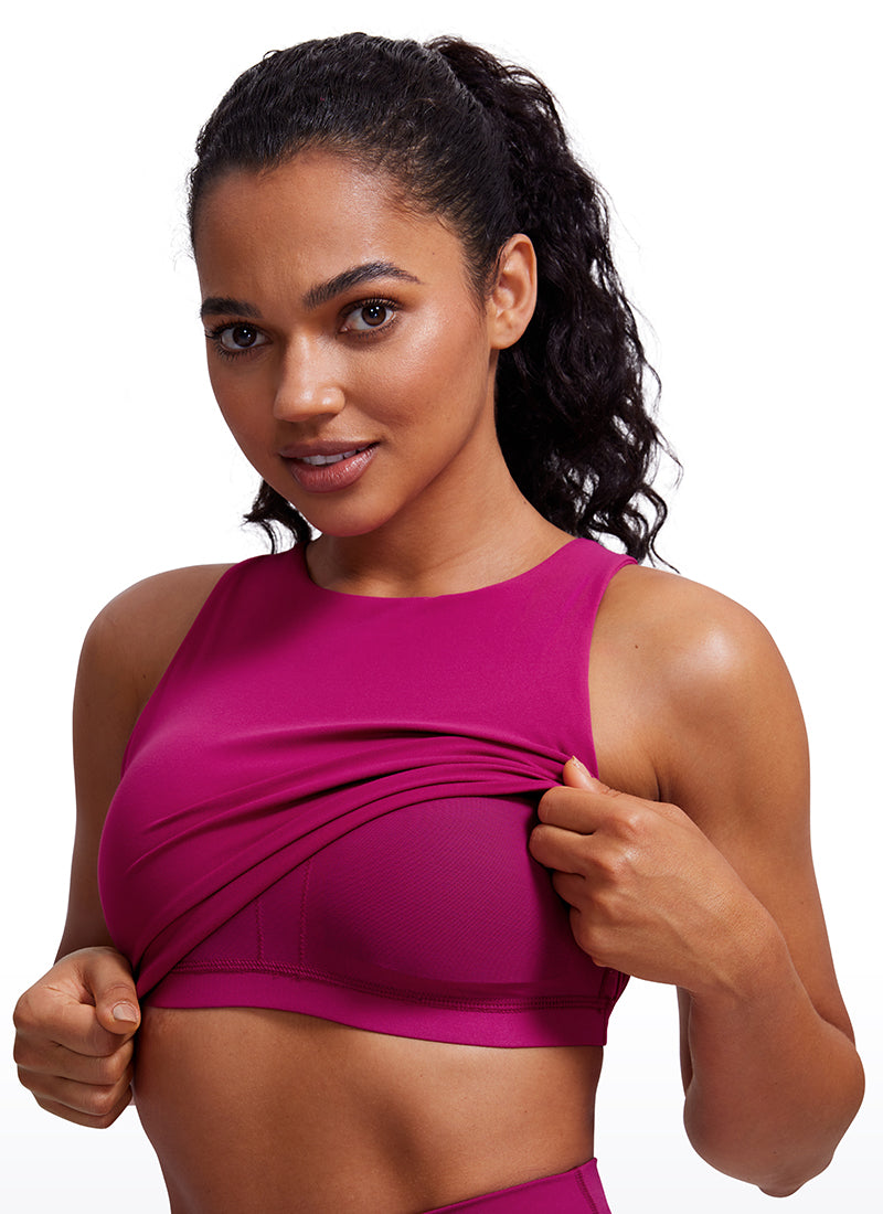 CRZ YOGA  Women's Yoga Low Support Butterluxe Tank High Neck Racerback Magenta Purple
