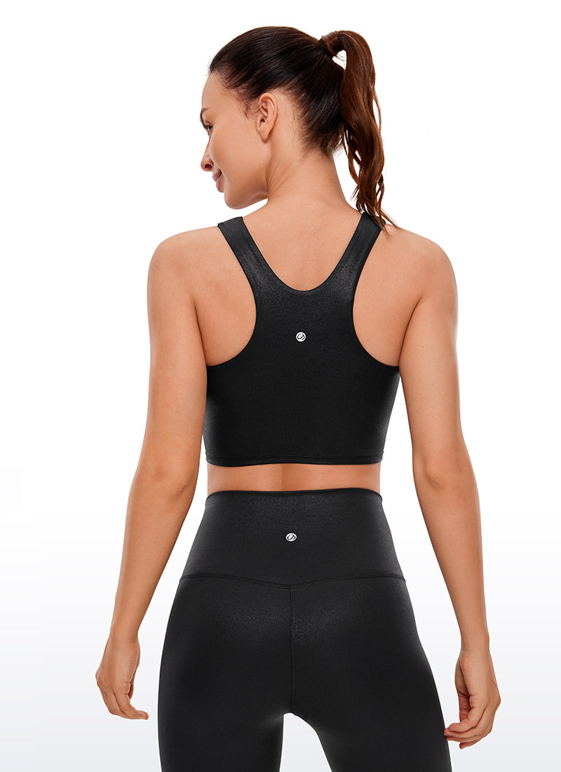 CRZ YOGA  Women's Yoga Low Support Butterluxe Tank High Neck Racerback Black Classic Leather