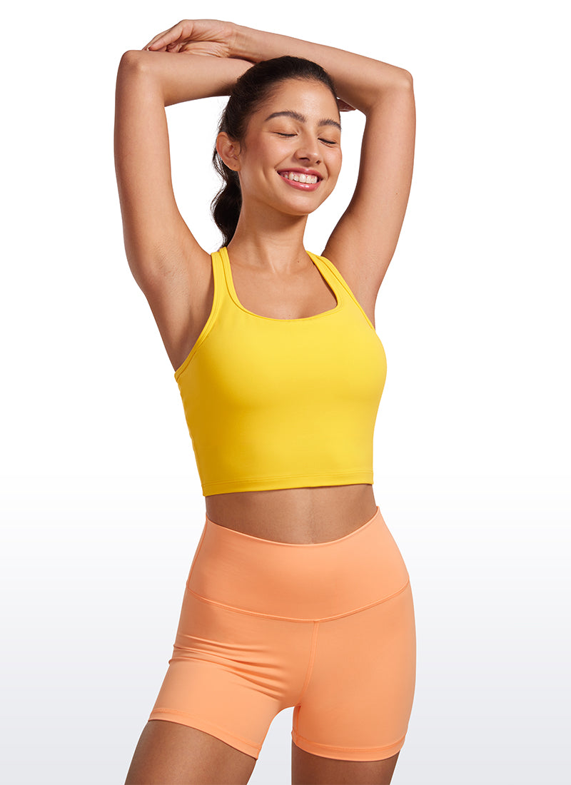 CRZ YOGA Women's Yoga Low support Butterluxe Scoop Neck Bra Y-Back High Visibility Yellow