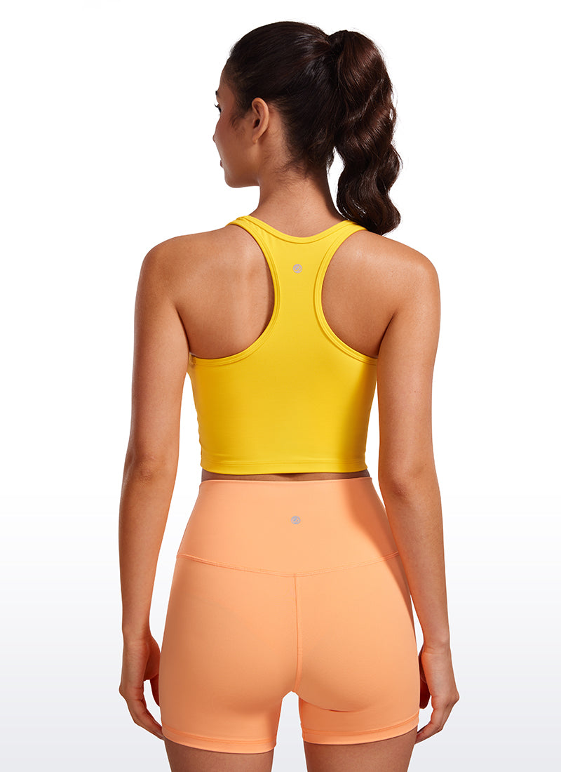 CRZ YOGA Women's Yoga Low support Butterluxe Scoop Neck Bra Y-Back High Visibility Yellow