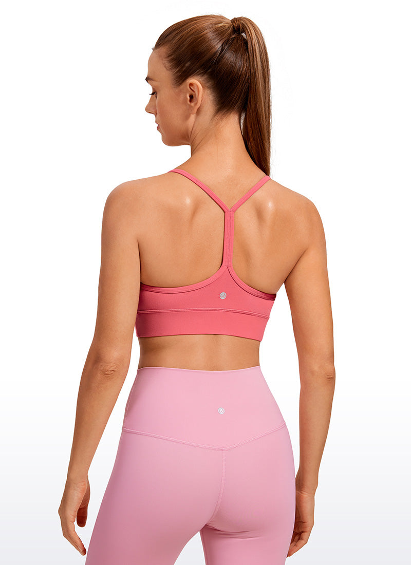 CRZ YOGA Women's Yoga Light Support Butterluxe Longline Bra Y-Back Raspberry Sorbet