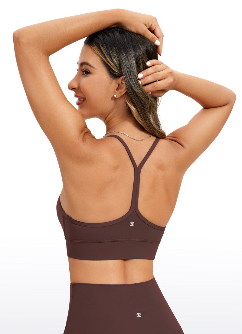 CRZ YOGA Women's Yoga Light Support Butterluxe Longline Bra Y-Back Taupe