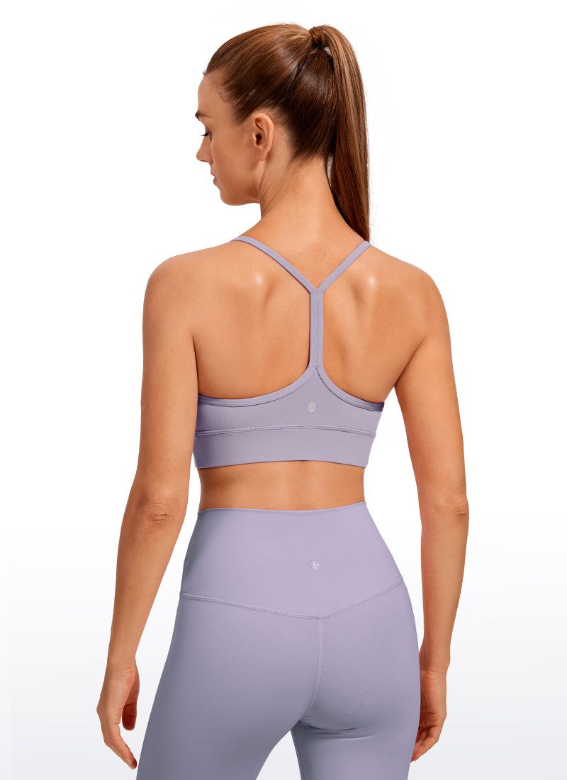 CRZ YOGA Women's Yoga Light Support Butterluxe Longline Bra Y-Back Lavender Mist
