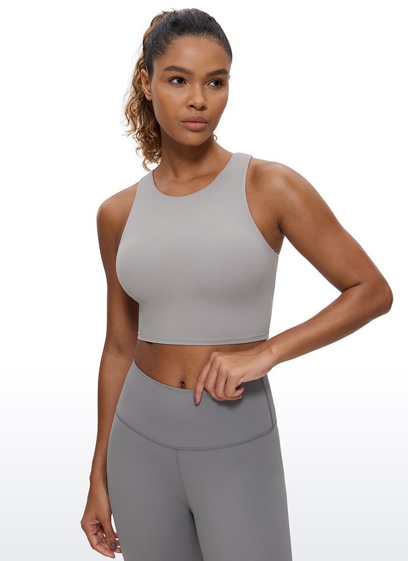 CRZ YOGA  Women's Yoga Low Support Butterluxe Tank High Neck Racerback Gull Gray