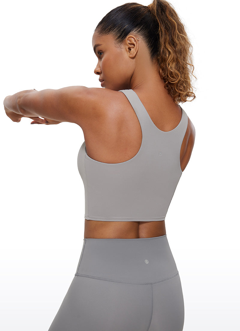 CRZ YOGA  Women's Yoga Low Support Butterluxe Tank High Neck Racerback Gull Gray