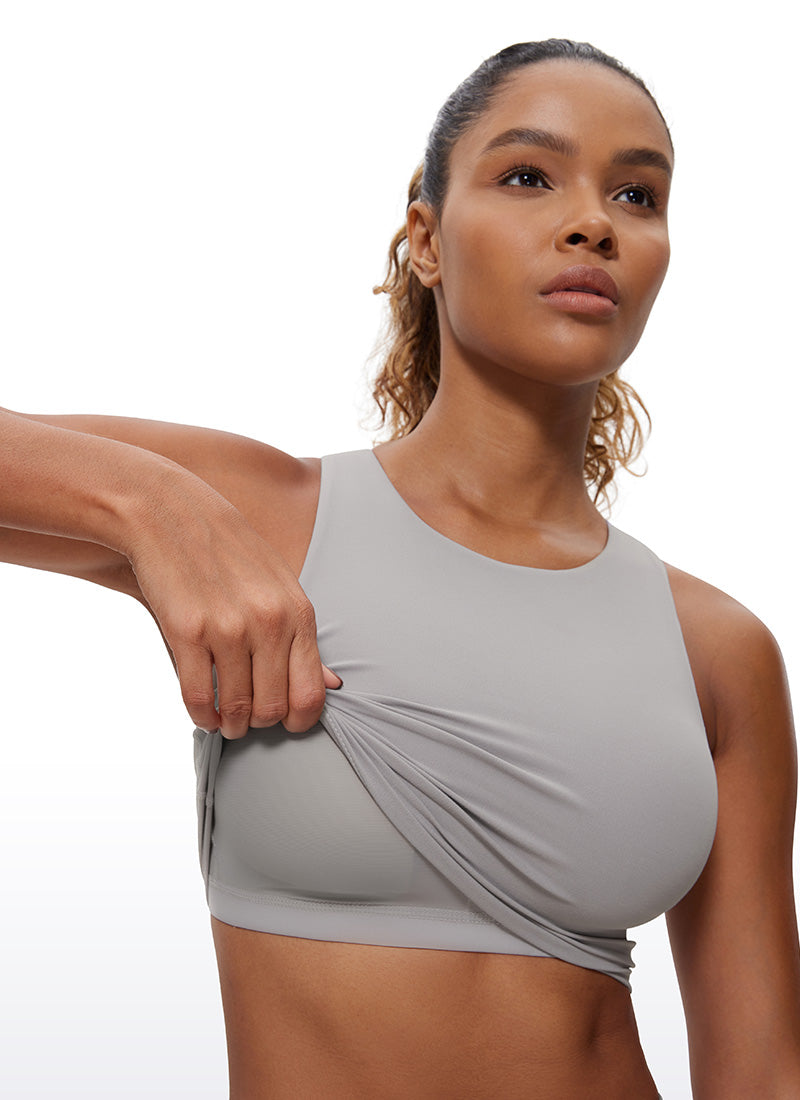 CRZ YOGA  Women's Yoga Low Support Butterluxe Tank High Neck Racerback Gull Gray