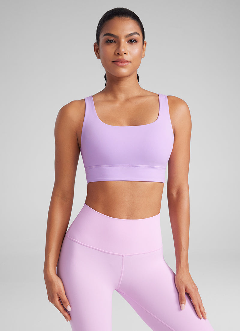 CRZ YOGA Women's Yoga Low Support Butterluxe Sport Bra U Back Longline Elfin Purple