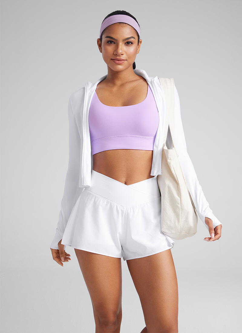 CRZ YOGA Women's Yoga Low Support Butterluxe Sport Bra U Back Longline Elfin Purple