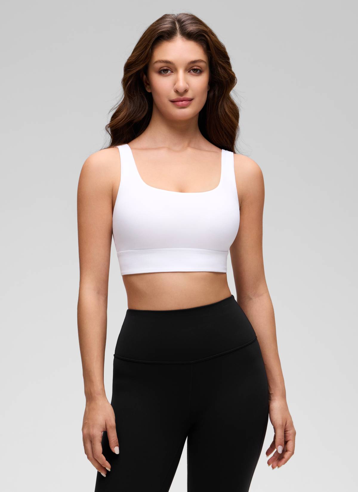 CRZ YOGA Women's Yoga Low Support Butterluxe Sport Bra U Back Longline White @model_info:Inga