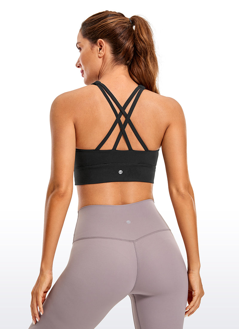CRZ YOGA Women's Training Medium Support Butterluxe Bra Strappy back Black