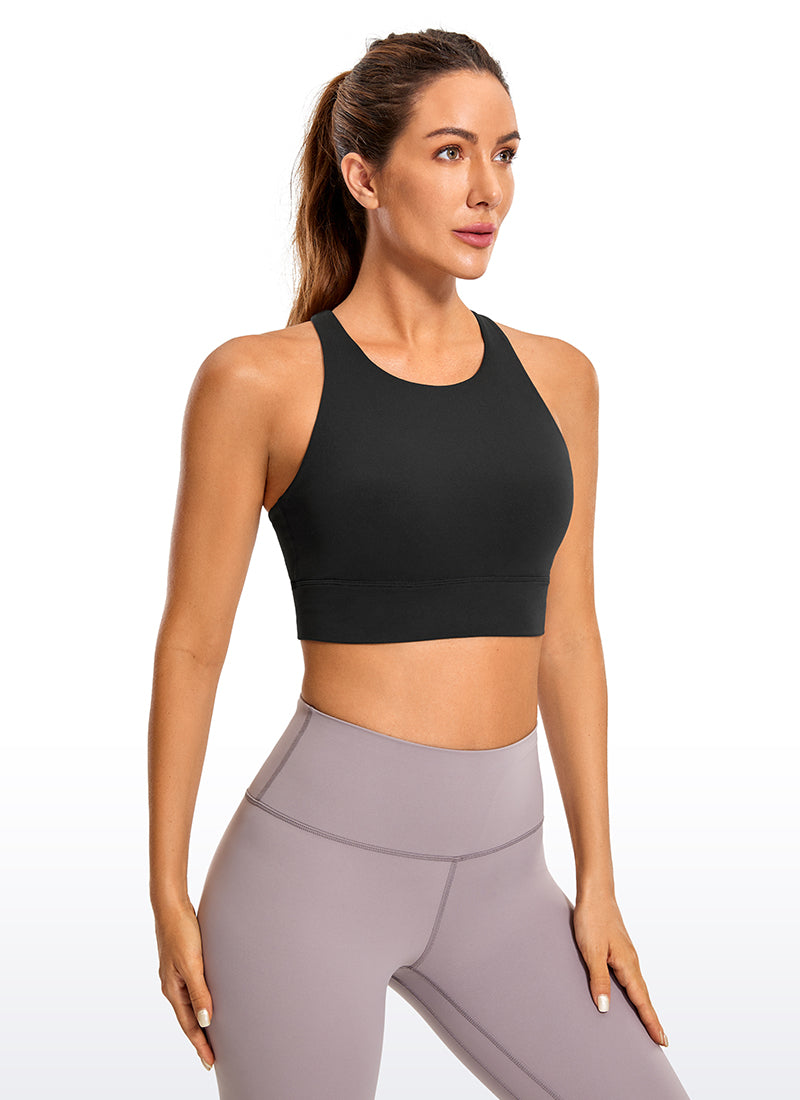 CRZ YOGA Women's Training Medium Support Butterluxe Bra Strappy back Black