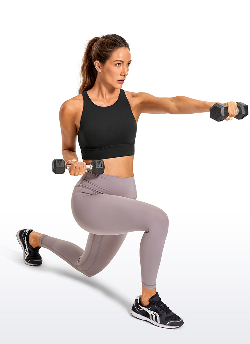 CRZ YOGA Women's Training Medium Support Butterluxe Bra Strappy back Black