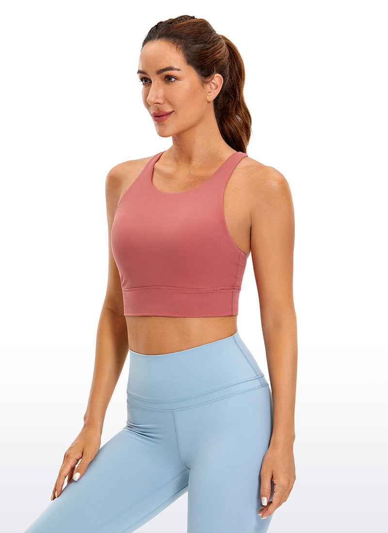 CRZ YOGA Women's Training Medium Support Butterluxe Bra Strappy back Briar Rose