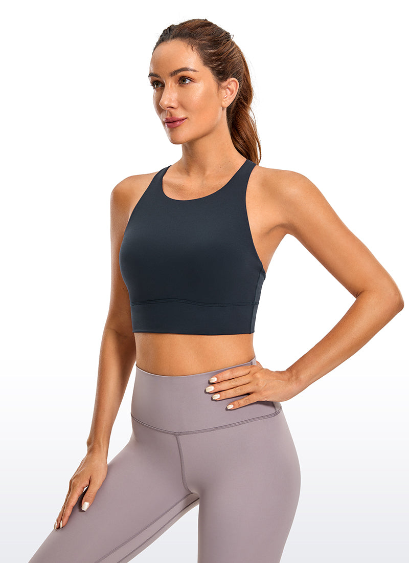 CRZ YOGA Women's Training Medium Support Butterluxe Bra Strappy back True Navy