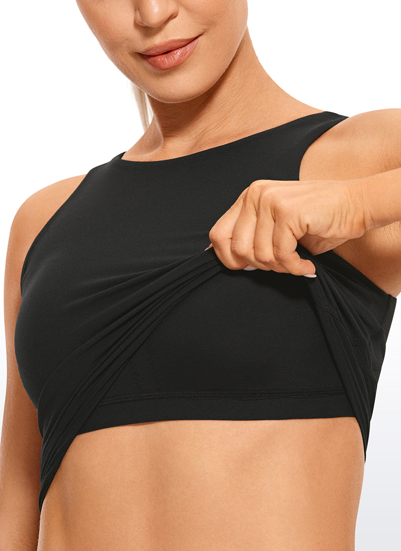 CRZ YOGA Women's Yoga Low Support Butterluxe High Neck Bra U Back Black