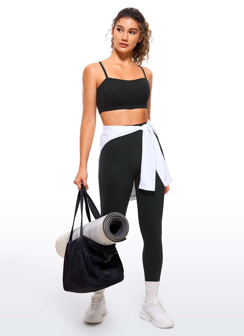 CRZ YOGA Womens Butterluxe  Adjustable Spaghetti Thin Strap Sports Bra Black
