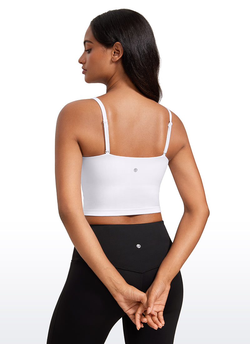 CRZ YOGA Womens Butterluxe Longline Adjustable Thin Strap Sports Bra White