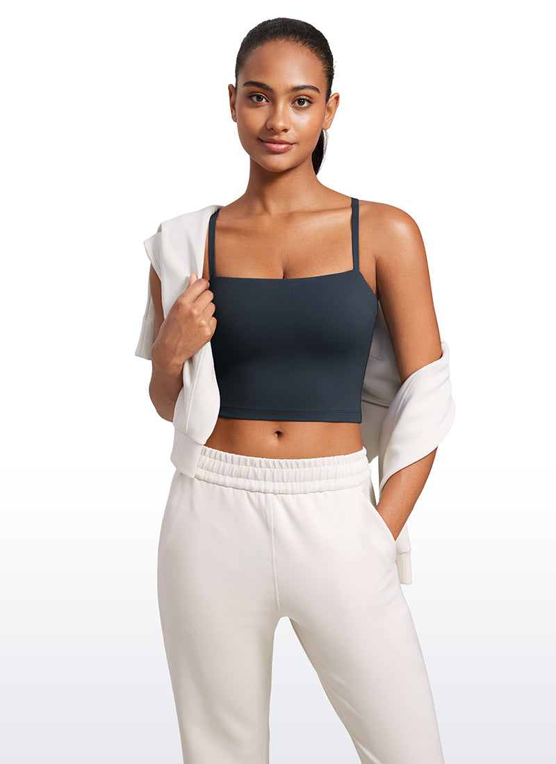 CRZ YOGA Womens Butterluxe Longline Adjustable Thin Strap Sports Bra True Navy