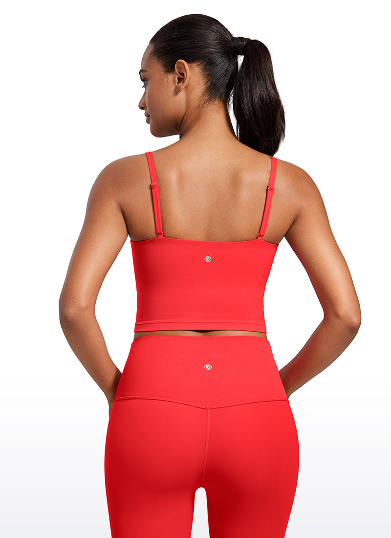 CRZ YOGA Womens Butterluxe Longline Adjustable Thin Strap Sports Bra Deep Red