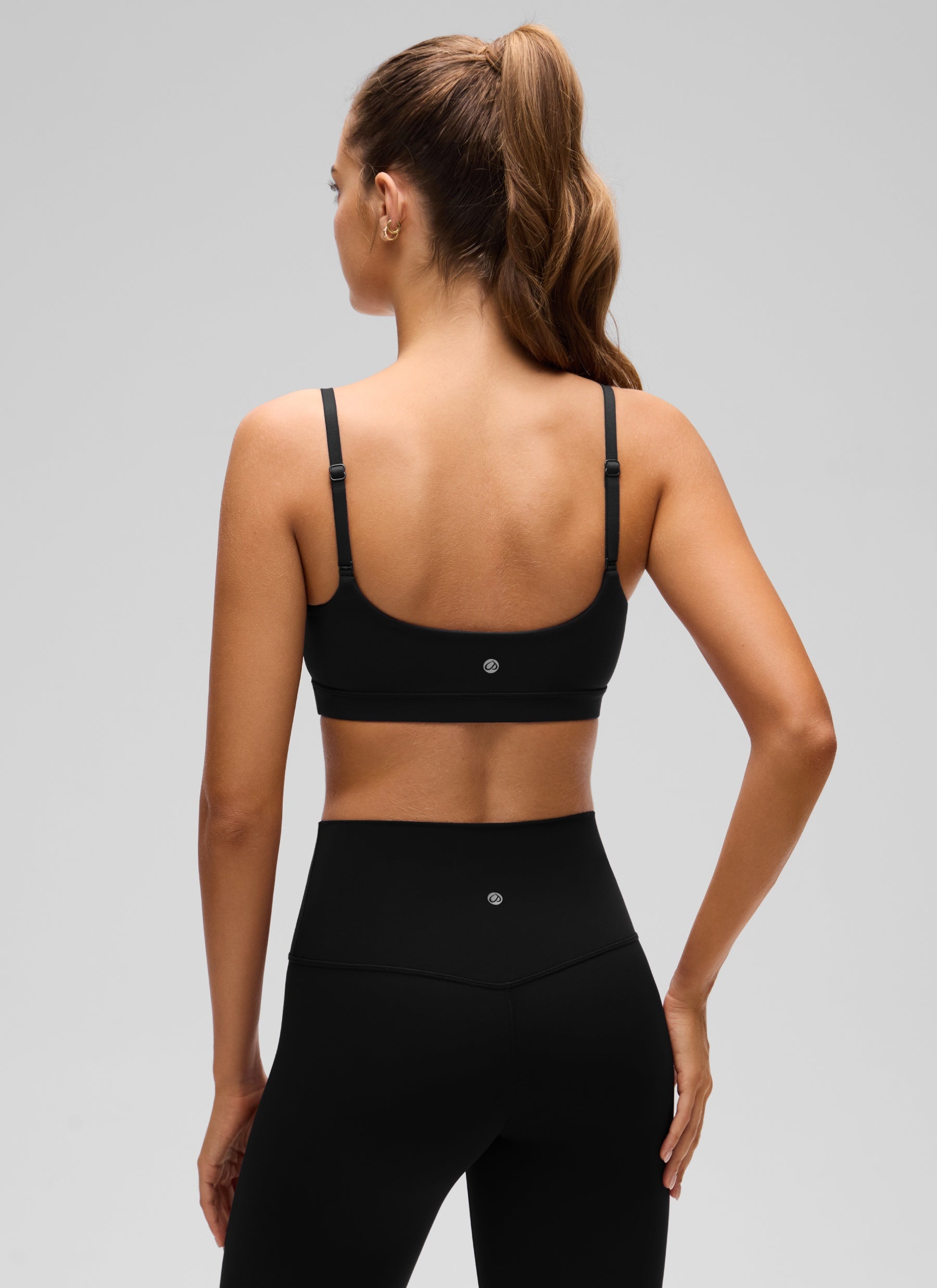 CRZ YOGA Womens Butterluxe Adjustable Spaghetti Strap Scoop Neck Bra Black