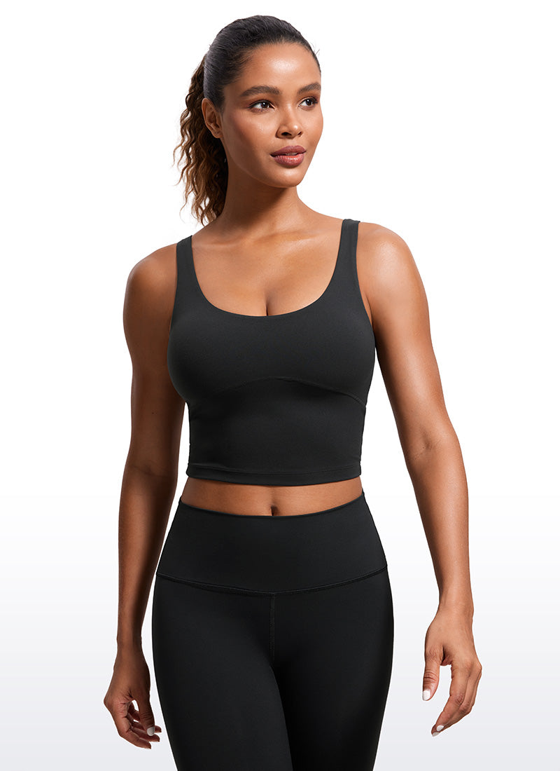 CRZ YOGA Women's Tight Fit Tops Butterluxe Built-in Bra U Back Tank Black