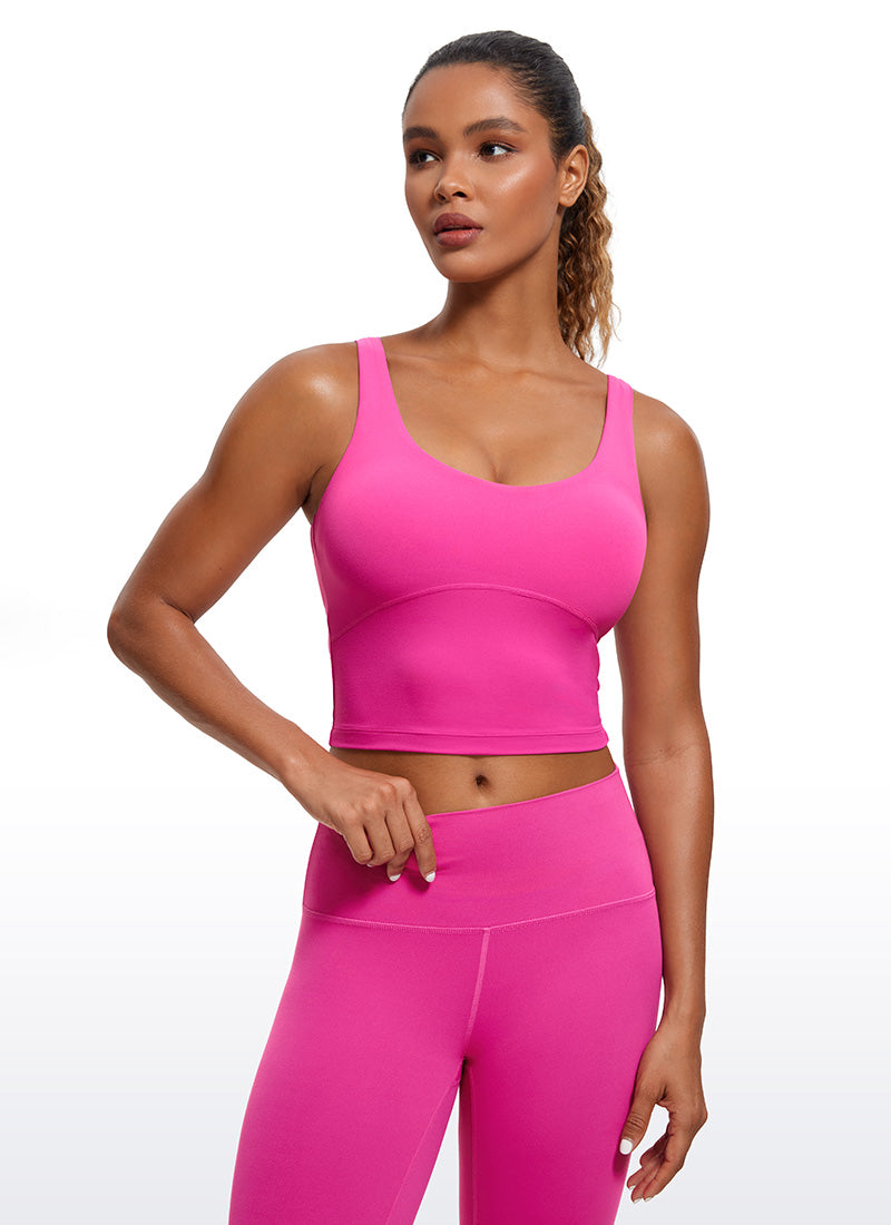 CRZ YOGA Women's Tight Fit Tops Butterluxe Built-in Bra U Back Tank Hibiscus Purple
