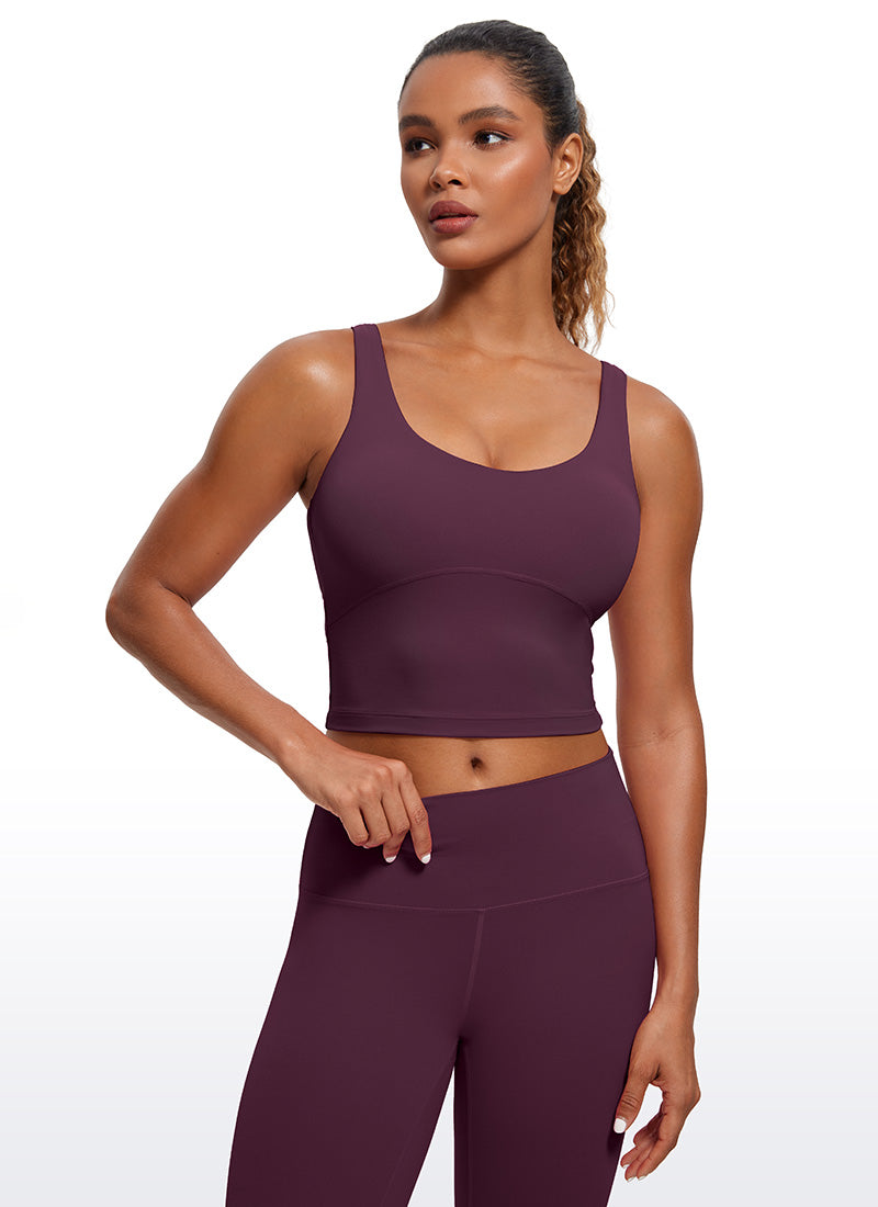 CRZ YOGA Women's Tight Fit Tops Butterluxe Built-in Bra U Back Tank Deep Purple