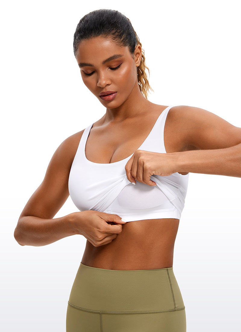 CRZ YOGA Women's Tight Fit Tops Butterluxe Built-in Bra U Back Tank White