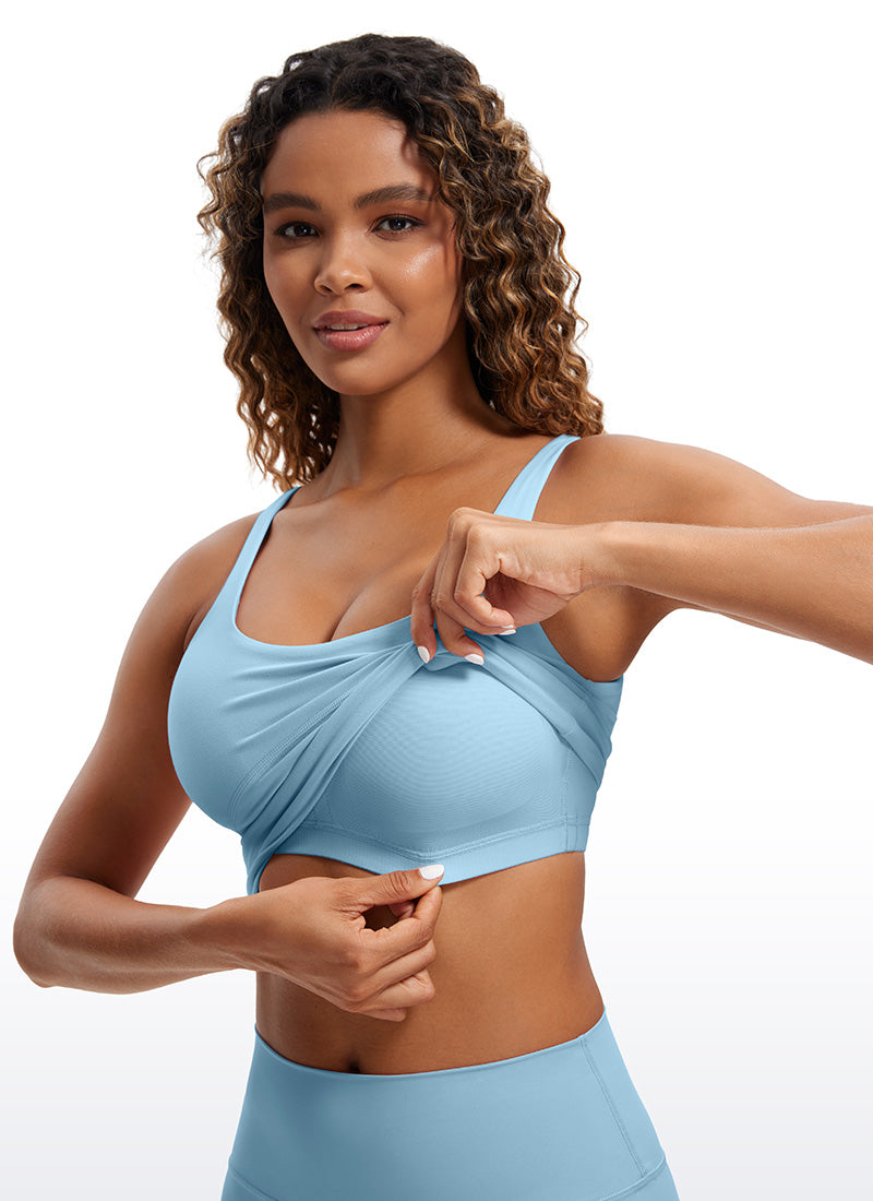 CRZ YOGA Women's Tight Fit Tops Butterluxe Built-in Bra U Back Tank Pure Blue