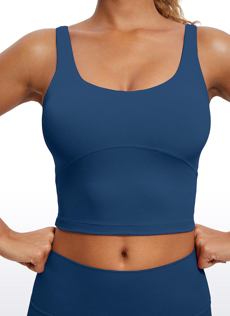 CRZ YOGA Women's Tight Fit Tops Butterluxe Built-in Bra U Back Tank French Navy
