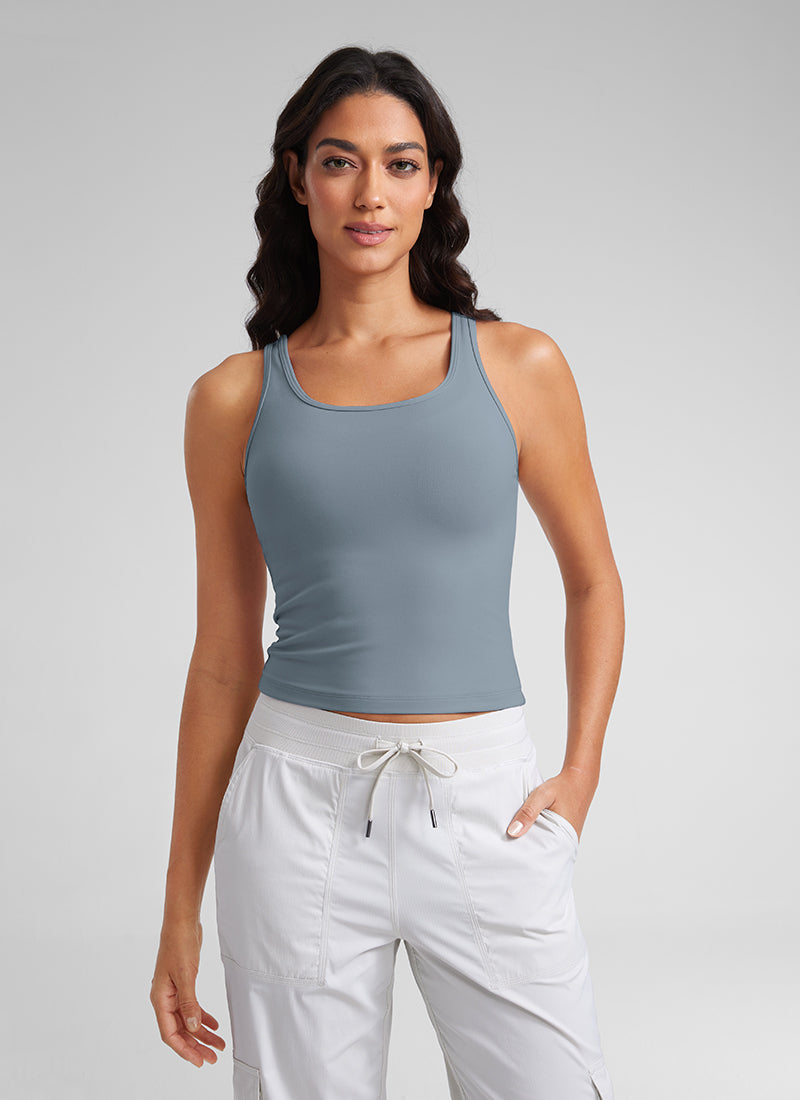 CRZ YOGA Women's Yoga Butterluxe Tight Fit Tank Tops Racerback Belgian Blue
