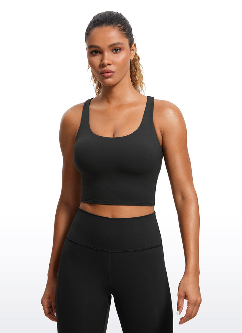 CRZ YOGA Womens Butterluxe Strappy Longline Criss Cross Sports Bra Black