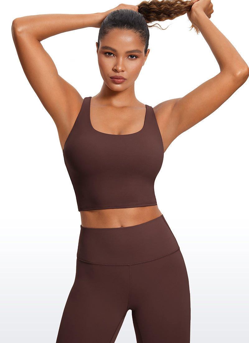 CRZ YOGA Womens Butterluxe Strappy Longline Criss Cross Sports Bra Taupe