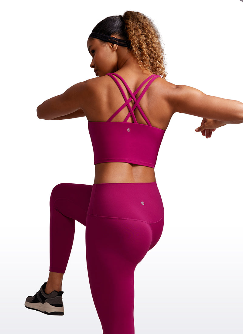 CRZ YOGA Womens Butterluxe Strappy Longline Criss Cross Sports Bra Magenta Purple