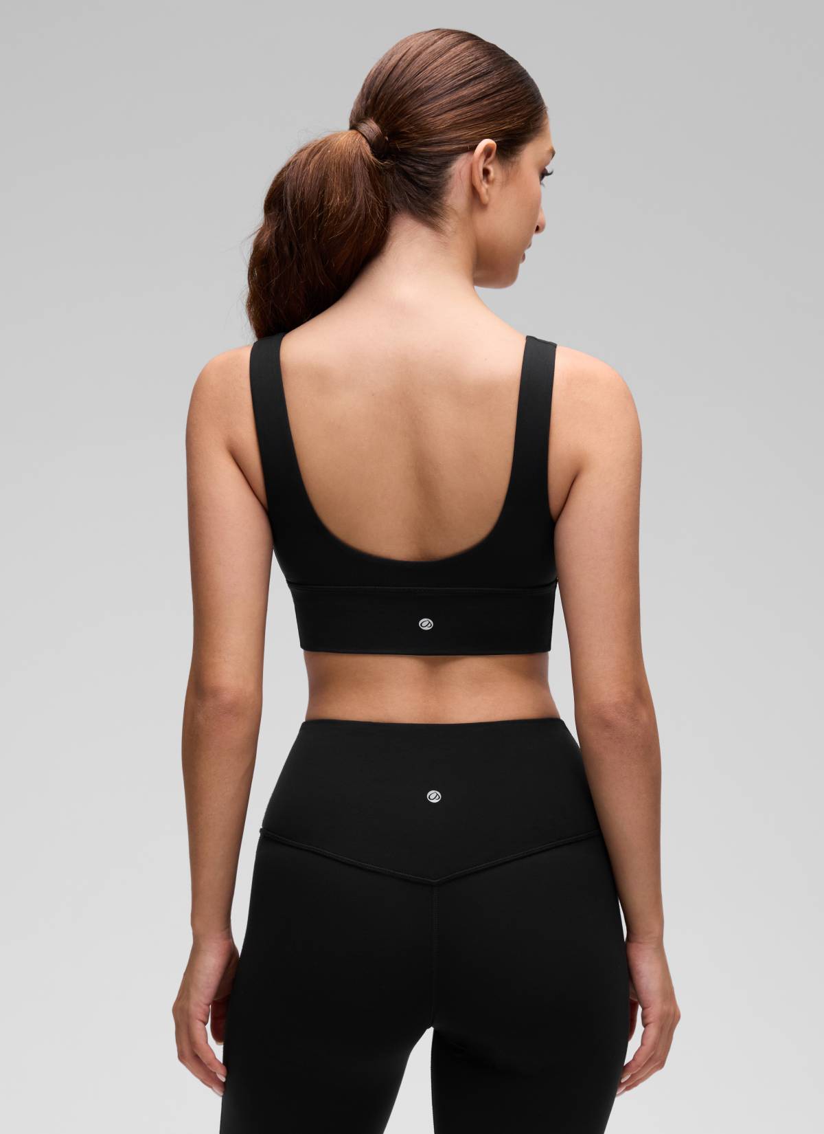 CRZ YOGA Women's Light Support Butterluxe Yoga Bra Longline U back V Neck Black