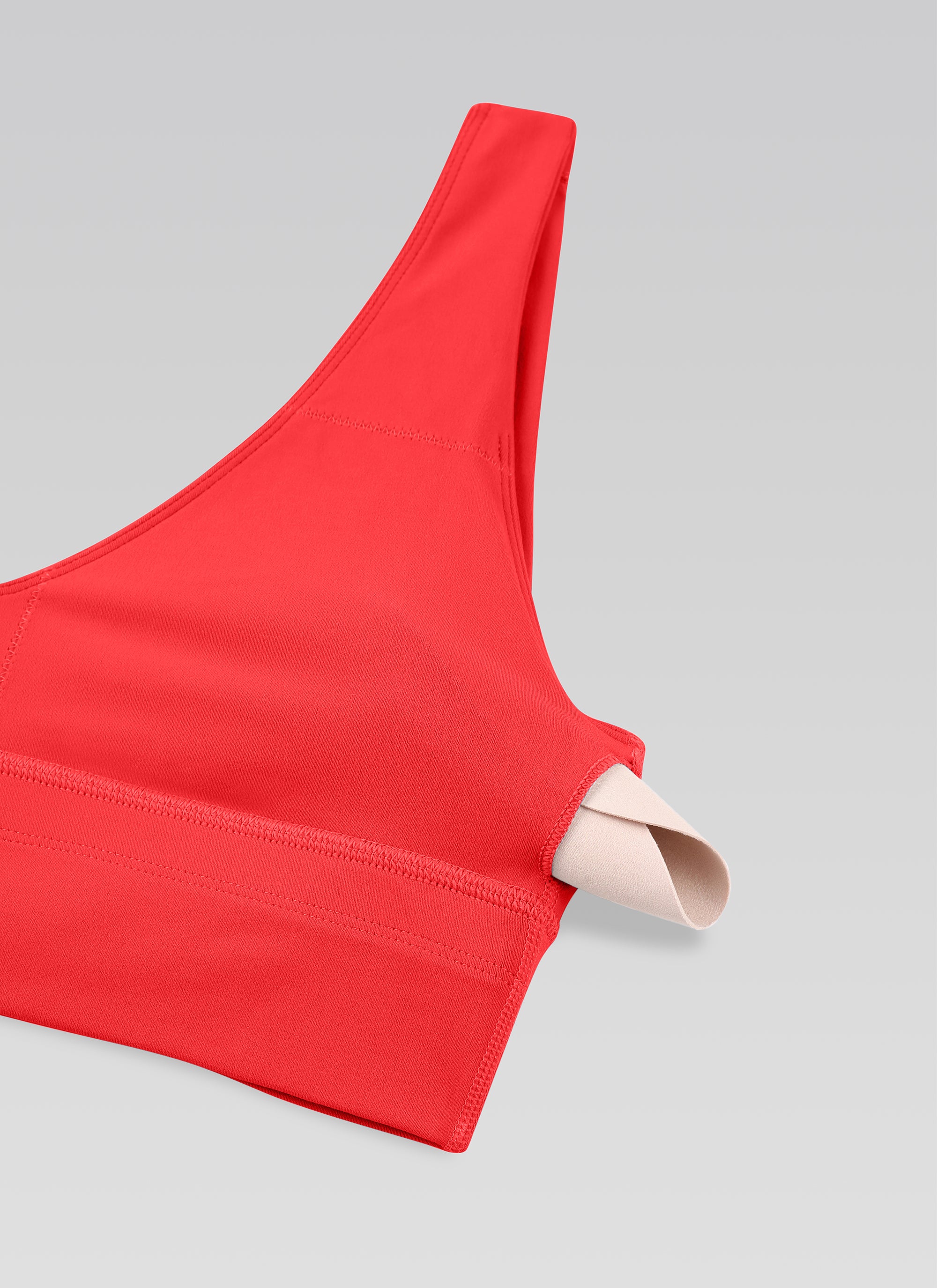 CRZ YOGA Women's Light Support Butterluxe Yoga Bra Longline U back V Neck Deep Red