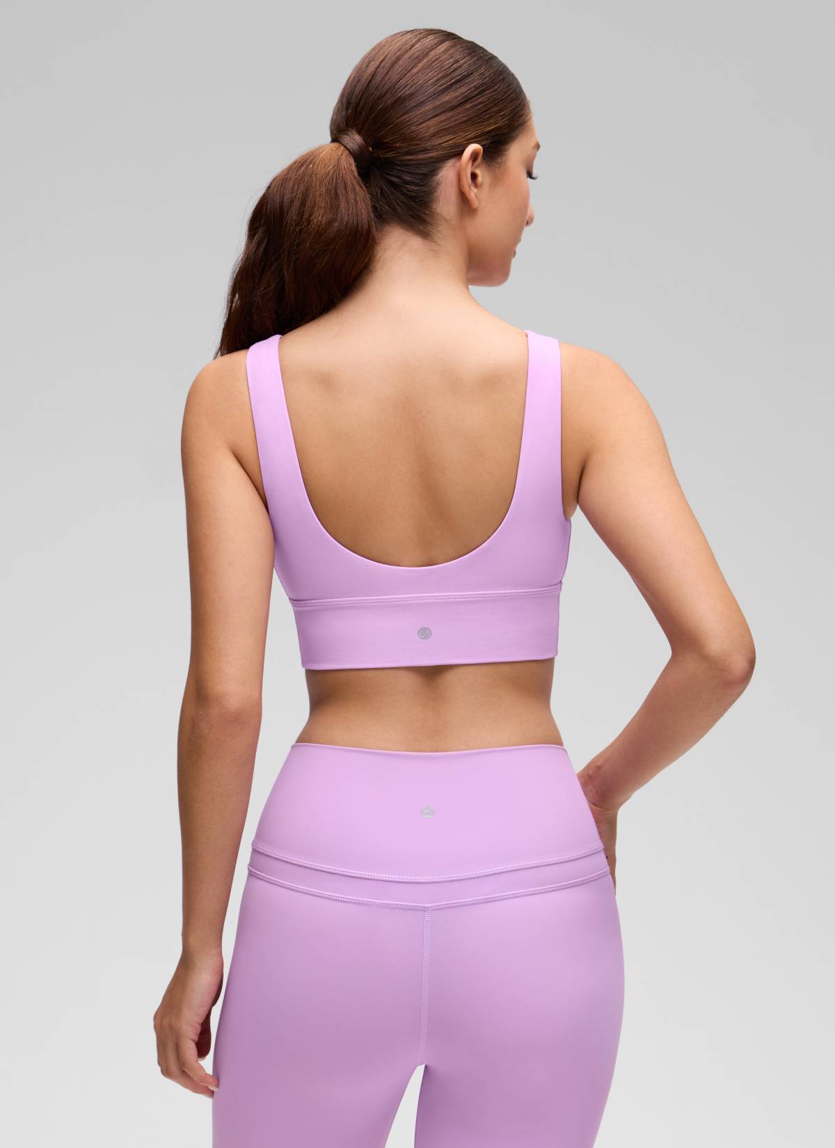 CRZ YOGA Women's Light Support Butterluxe Yoga Bra Longline U back V Neck Lilac