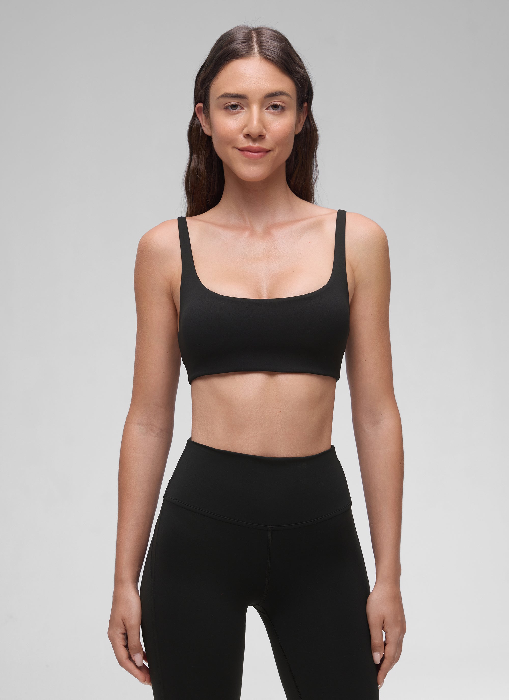 CRZ YOGA Women Butterluxe Square Neck Cami Padded Mini Bra Black