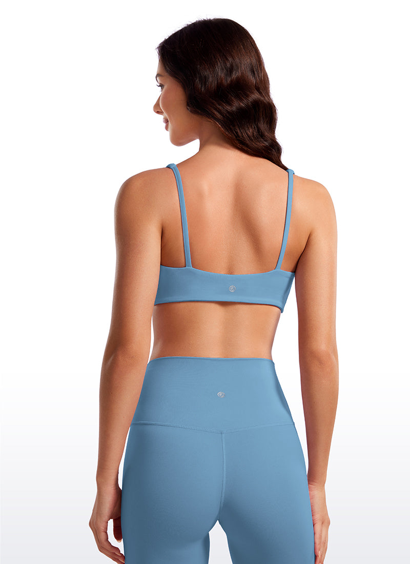 CRZ YOGA Women Butterluxe Square Neck Cami Padded Mini Bra Universe Blue
