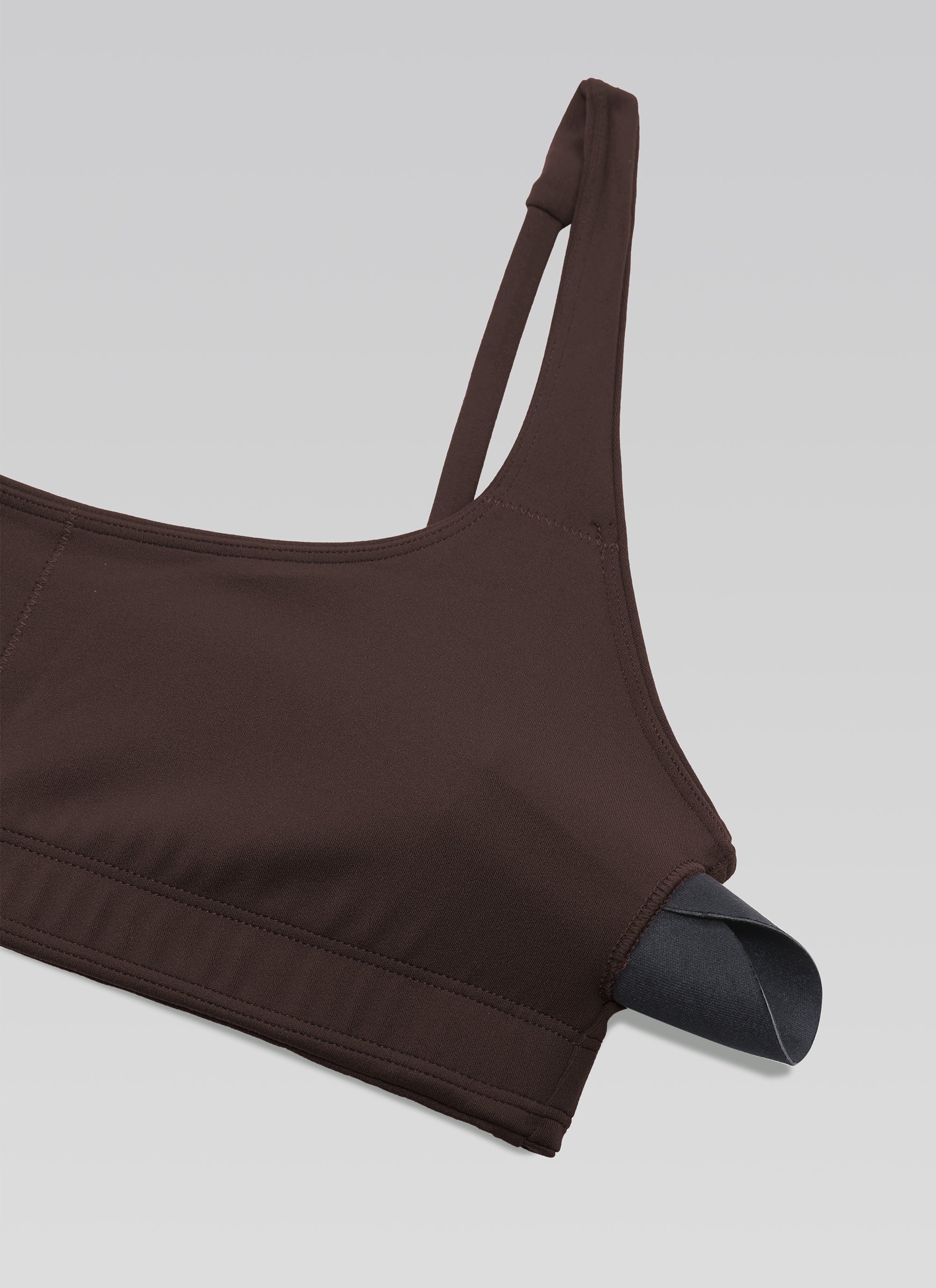 CRZ YOGA Women Butterluxe Square Neck Cami Padded Mini Bra Hot Fudge Brown