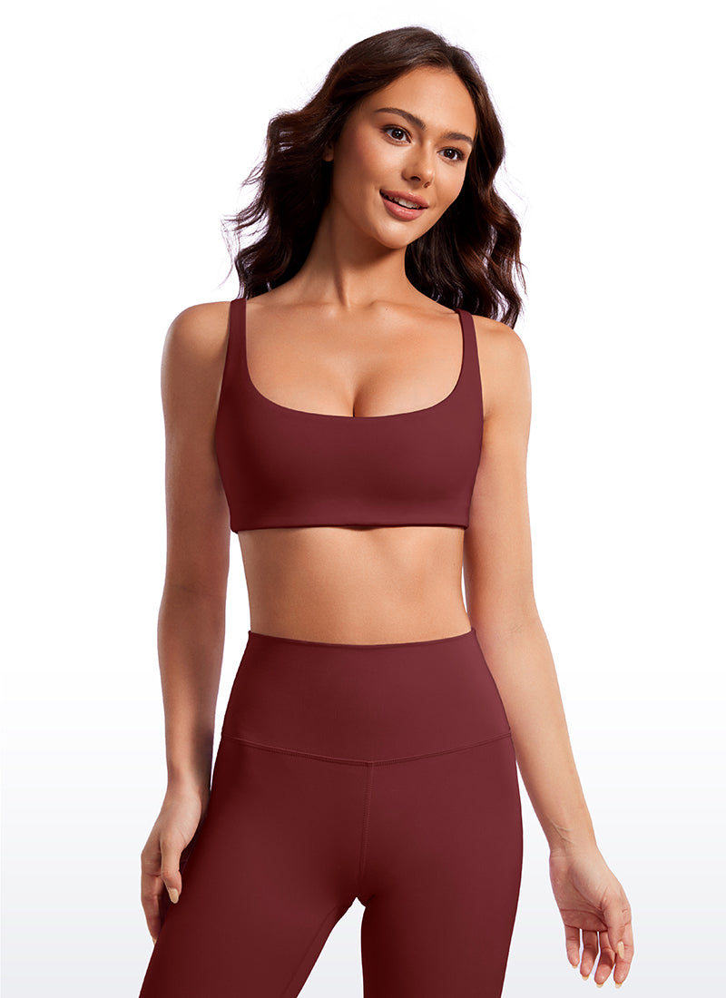 CRZ YOGA Women Butterluxe Square Neck Cami Padded Mini Bra Noctilucence Red