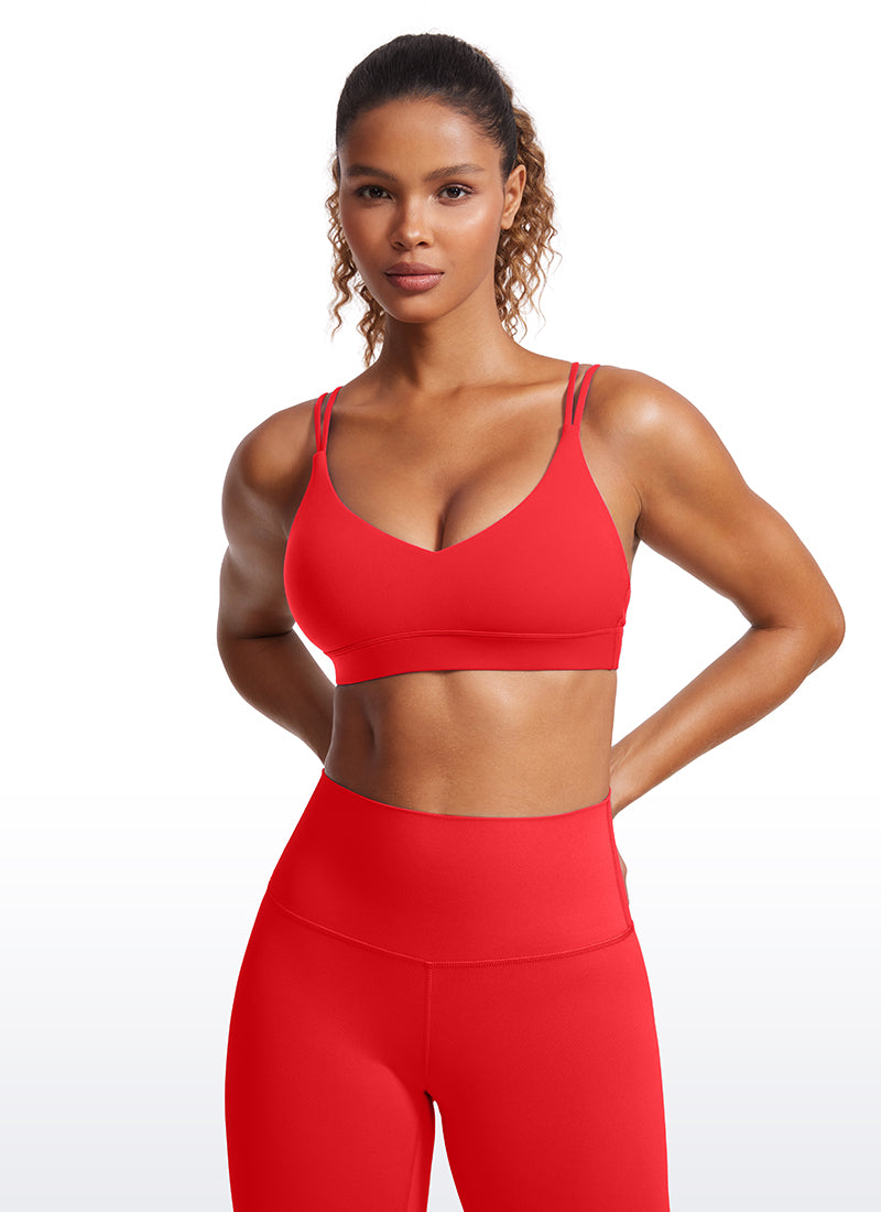 CRZ YOGA Women's Light Support Butterluxe Yoga Bra Strappy back Deep Red