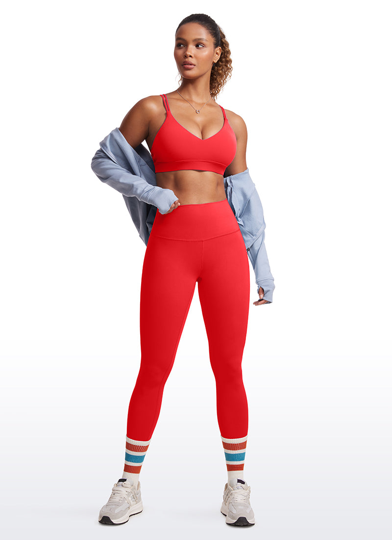 CRZ YOGA Women's Light Support Butterluxe Yoga Bra Strappy back Deep Red