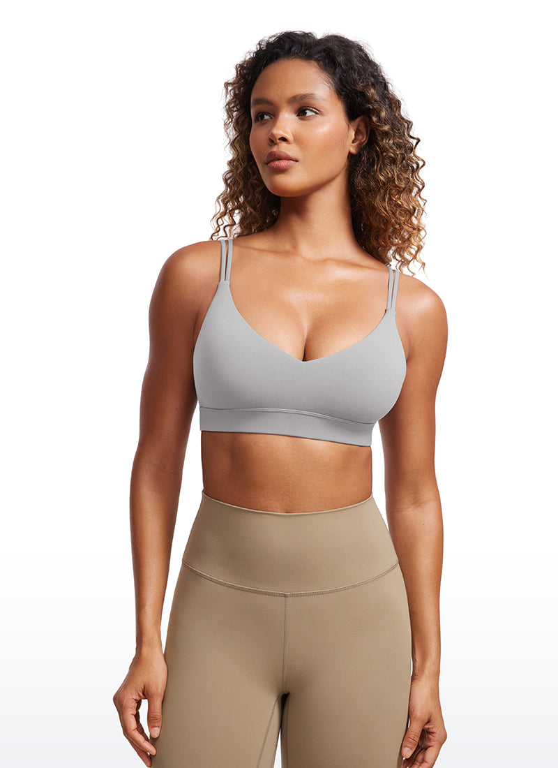 CRZ YOGA Women's Light Support Butterluxe Yoga Bra Strappy back Gull Gray